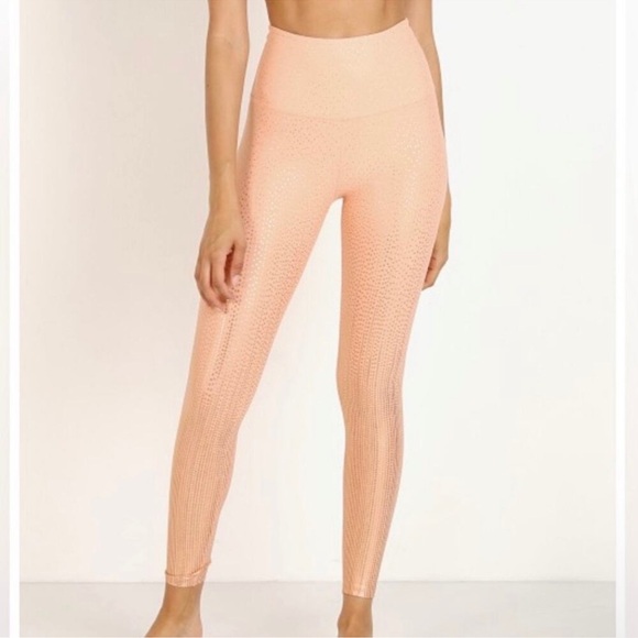 Beyond Yoga Pants - Beyond Yoga Pink with Gold Dots High-Rise Leggings Size S